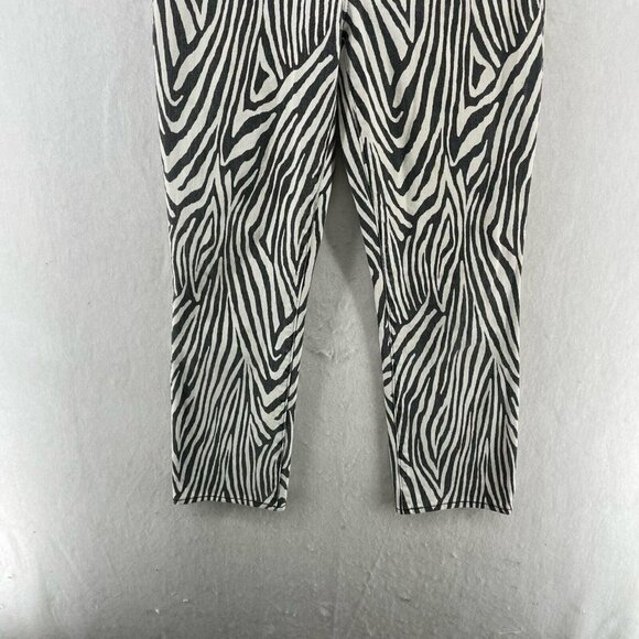 Frame Ankle Jeans Women's Sz 25 Black Le High Straight Zebra Print Denim - Picture 7 of 13
